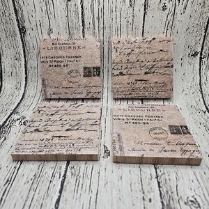 Handmade Rosewood Vintage Postcard Design Coasters